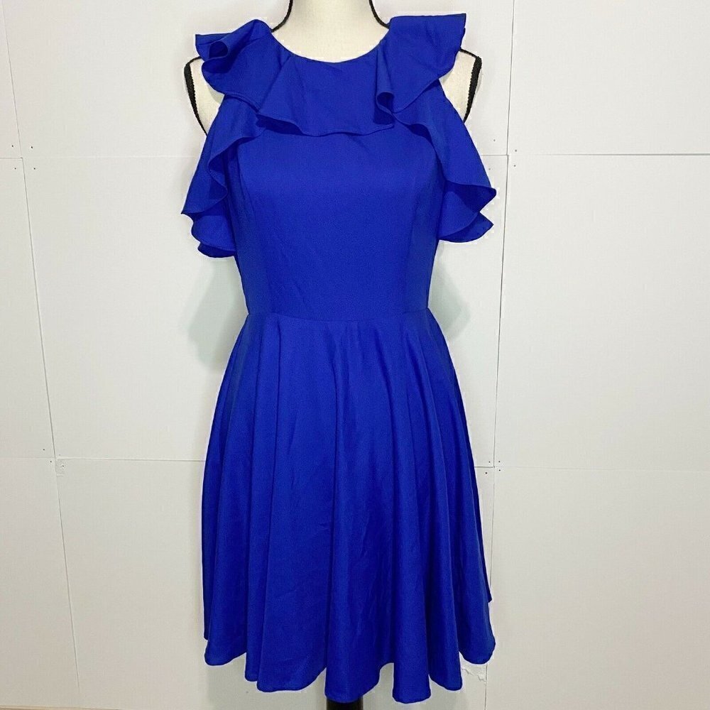 Altar'd State Royal Blue Pure Royalty Dress M Medium Ruffles Fit & Flare Lined